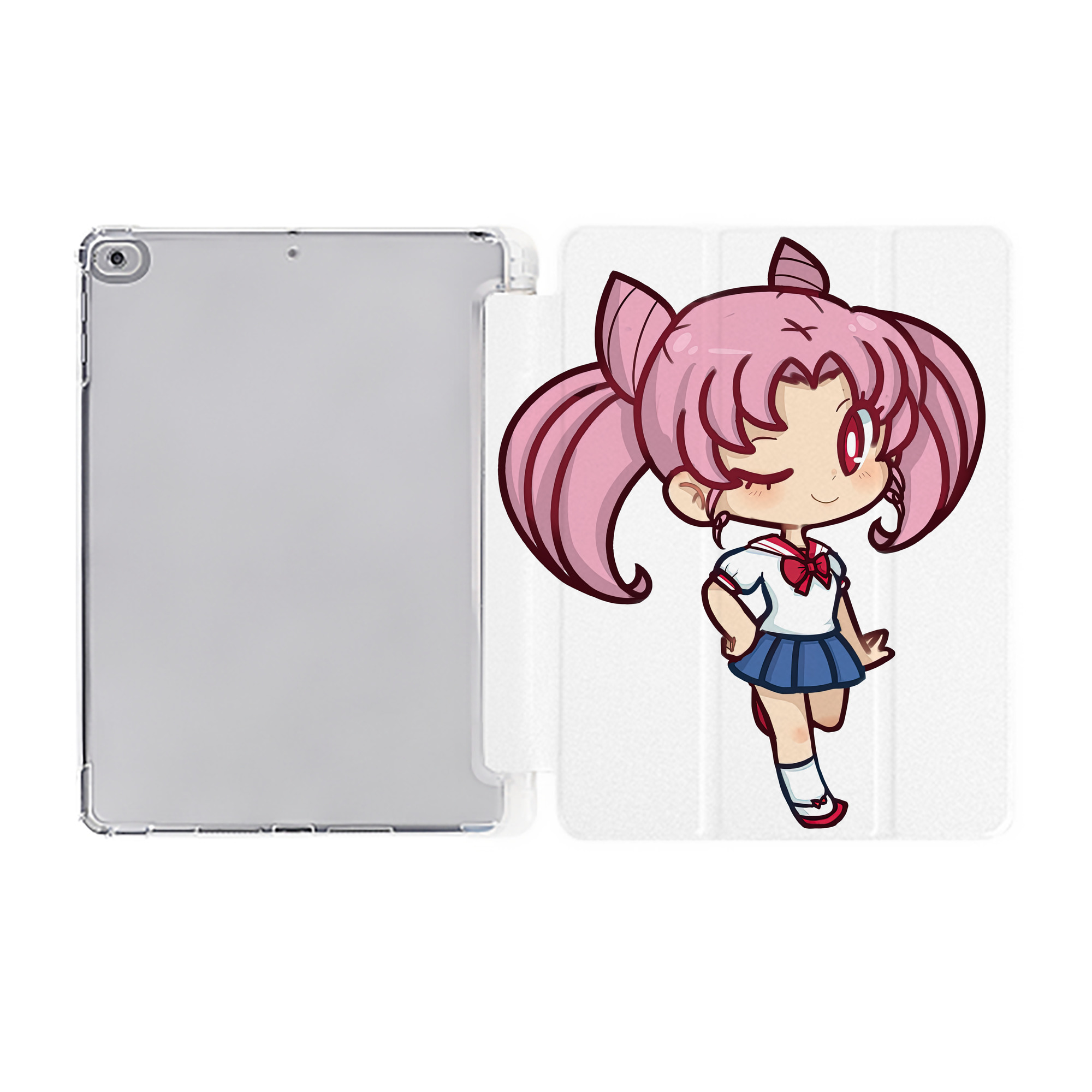 （画像用） 美少女戦士セーラームーン ちびうさ Sailor Moon Chibiusa Tsukino Usagi Small Lady Serenity IPad ケース ペン収納付き 三つ折りスタンド PUレザー×シリコン 対応機種9.5/10.5/10.9インチ